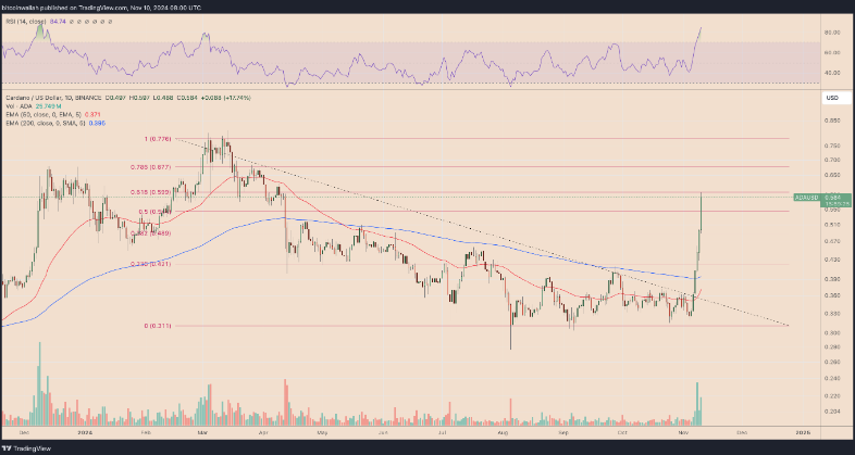 传闻中的特朗普合作推动 Cardano (ADA) 价格激增，未来或迎强劲反弹插图1